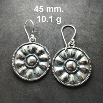 FINE SILVER EARRINGS 925 STERLING CRAFT Hook 10g LOT18 Dangle Tribal Round 24 - Image 1 of 4