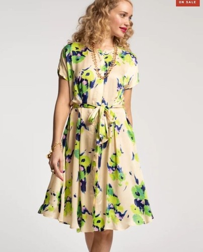 VALENTINO Abito Frances Valentine Anna manica inclinata Tuileries verde ostrica taglia large nuovo con etichette