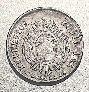 BOLIVIA  1874 FE-PTS  5 Ctvos. EF  KM-157.1 S+H $..74 - Picture 1 of 2