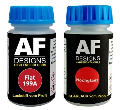 FÜR Lackstift  Fiat 199A Rosso Tiziano + Klarlack je 50ml Autolack Basislack SET - Bild 1 von 3