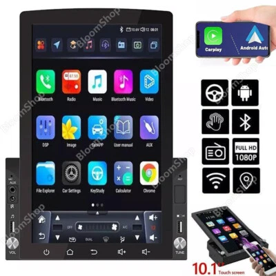 10.1'' Car Stereo Radio Android 13.0 GPS Wifi Vertical 2Din Touch Screen CarPlay - Image 1 of 4