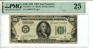Fr 2150-L* STAR 1928 $100 Federal Reserve PMG 25 VERY FINE - Picture 1 of 2