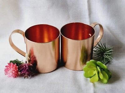 2 Rose Gold Metal tin Coffee Tea Soup Cups Mugs 8 oz. Durable For Camping Picnic - Image 1 of 4