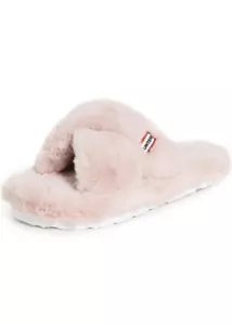 Neu Hunter Kunstfell Flatform Slide Crossover Riemen vegane Sandalen pink Größe 6 - Bild 1 von 14
