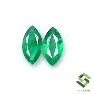 6.80x3.50MM Esmeralda Natural Corte Marquesa Par 0.63 Cts Suelto Certified Gema - Picture 1 of 6