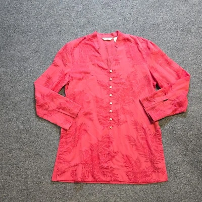 Tommy Bahama Top Mujer Talla Mediana Naranja Rosa Tropical Algodón Túnica Playa Foto 1 de 4