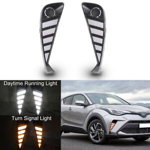 Pair LED Front Fog Light DRL Daytime Running Lamps For Toyota C-HR CHR 2020 2021