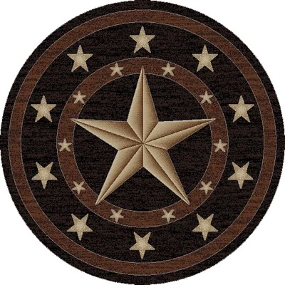 Alfombra Rustic Lodge, Texas Star, 7'10" redonda, negra 3683 Foto 1 de 4