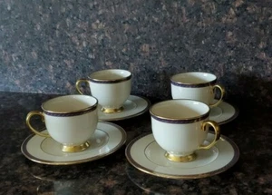 LENOX (4) HAMILTON Presidential Collection Footed CUP and SAUCER Set 2 3/4" - Picture 1 of 12
