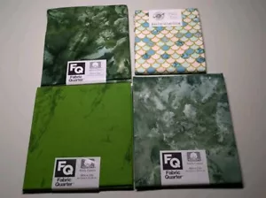 Green Tones, Set of 4 Fat Quarters, Quilt Fabric - Picture 1 of 5