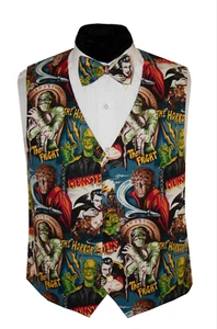 Halloween Monsters Tuxedo Vest and Matching Bow Tie - Picture 1 of 1