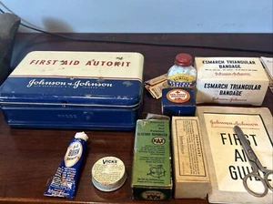 Vintage Johnson & Johnson First Aid Kit Autokit with Contents 1942 USA Made - Bild 1 von 6