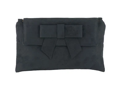 LONI Womens Clutch Bag Shoulder Bag Wristlet in Suede Faux Leather Size Large