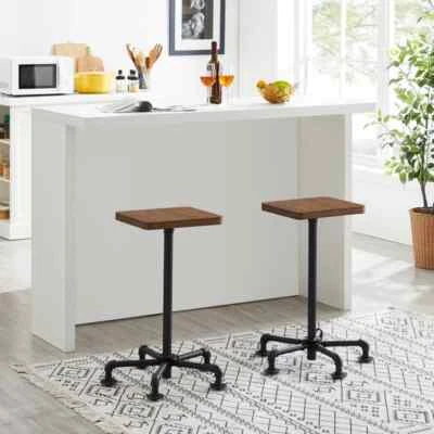 Set of 2 Counter Height Bar Stool Swivel Chair w/Metal Frame Kitchen Dining Room - Image 1 of 4