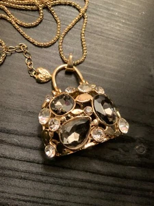 Betsey Johnson Beaded Handbag Purse Necklace - Picture 1 of 5