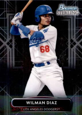 2022 Bowman Sterling Prospects #BSP-100 Wilman Diaz  Los Angeles Dodgers - Image 1 of 2
