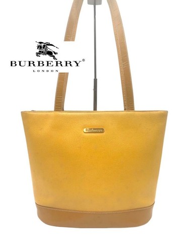 Borsa a tracolla Burberry Tote Bag Nova Check tela pelle gialla USATA originale #S1848