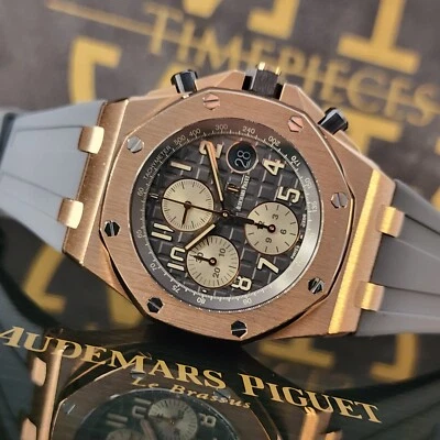 MINT AUDEMARS PIGUET ROYAL OAK OFFSHORE 42MM 18K ROSE GOLD RUTHENIUM DIAL B&P - Image 1 of 4