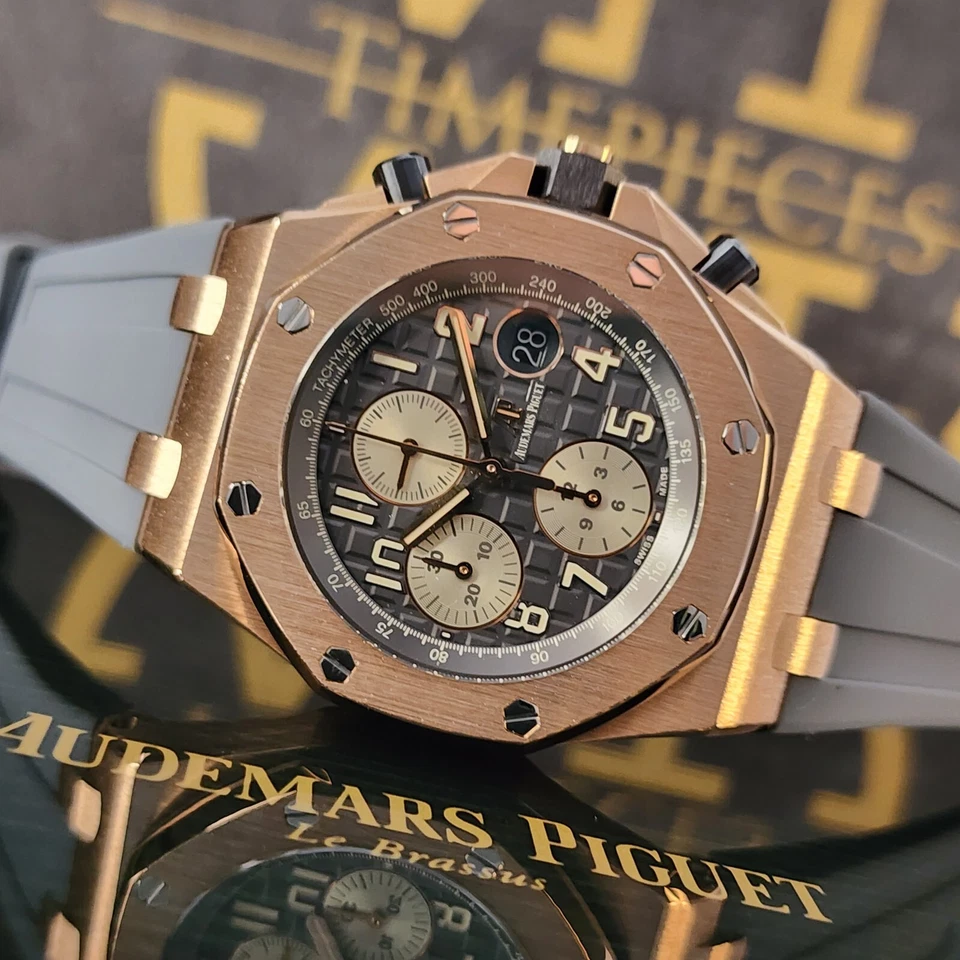 MINT AUDEMARS PIGUET ROYAL OAK OFFSHORE 42MM 18K ROSE GOLD RUTHENIUM DIAL B&P - Image 1 of 4