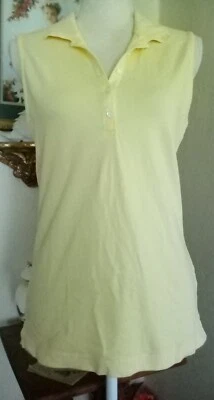Camisa de tenis de golf mediana IZOD para mujer con cuello amarillo mantequilla cuello en V sin mangas  Foto 1 de 4