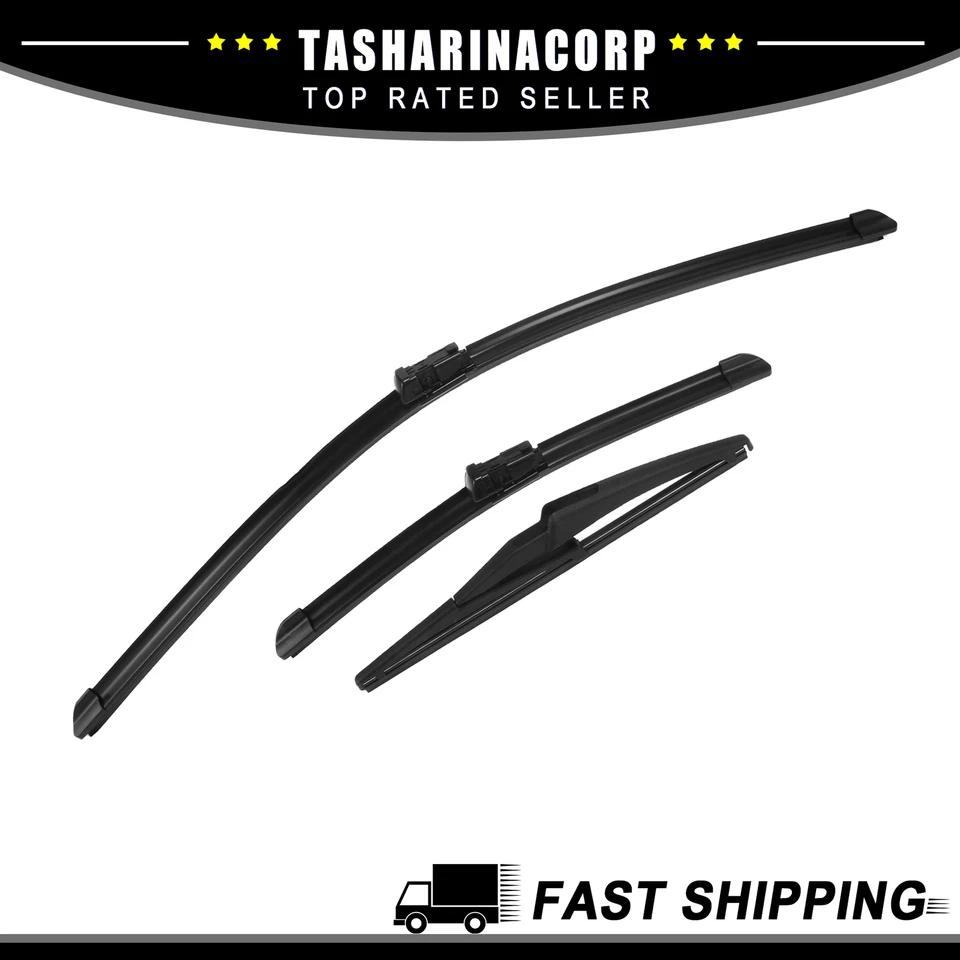 Piece of 3 Front Rear Windshield Wiper Blade Set Fit for Fiat 500X 2014-2023 - Image 1 of 4