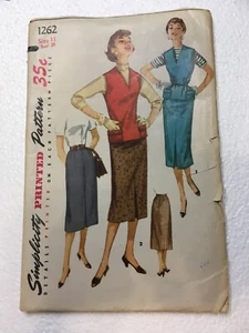 1950's Vintage Pattern Simplicity Straight Skirt Jerkin UNCUT Sz 11 Bust 29 - Picture 1 of 3