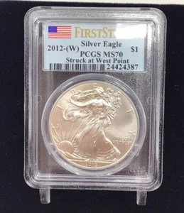 2012 W PCGS MS70 Silver Eagle Struck At West Point First Strike  - Picture 1 of 2