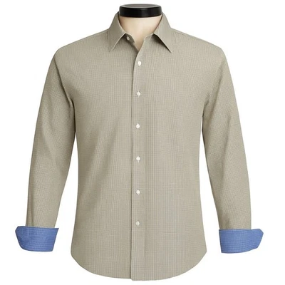 Camisa social Cutter Buck masculina grande Gingham com botão manga longa punho flip - Imagem 1 de 4