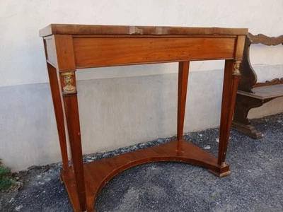 CONSOLE IMPERO FINE '800 - CON TESTINE E PIEDINI DORATI - POCO RESTAURO - EMILIA - Immagine 1 di 4