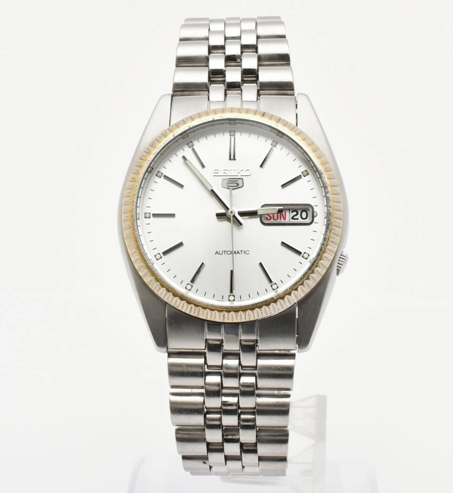 [EXCELLENT+5] SEIKO 5 7S26-3110 Silver Day Date Automatic Men's Watch From JAPAN - Image 1 of 4