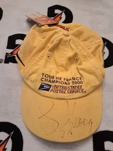 NWT TOUR DE FRANCE CHAMPIONS 2000 Lance Armstrong SIGNED Cycling Cap Hat PSADNA - Picture 1 of 8