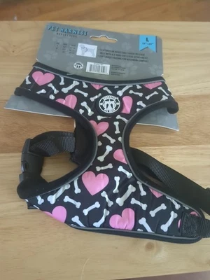 Brooklyn Pet Gear Pink Heart Bone Reflective Pet Harness Size L (19-29in Chest) - Image 1 of 4