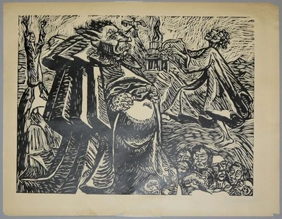 Ernst Barlach Holzschnitt "Gott Bauch" handsigniert - Bild 1 von 2