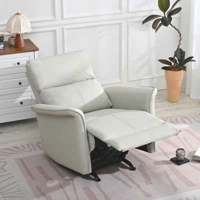 Small Space Manual Rocker Recliner Chair for Adults Leather Single Sofa Recliner - Image 1 of 4