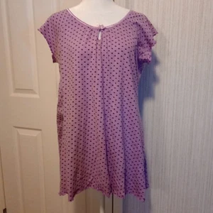 Goddess Women's Jersey Nightgown Size L Purple Polka Dot Keyhole Mid Length EUC - Picture 1 of 9