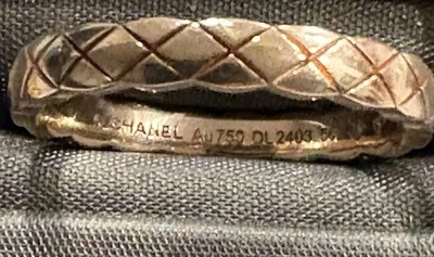 Chanel 18k White Gold Coco Crush Slim Ring Size 7.5” - Image 1 of 4