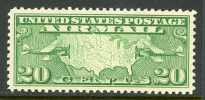 USA 1926 Airmail 20¢ Green Map & Mail Plane Scott C9 MNH Y602 - Picture 1 of 6