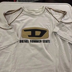 Vintage Grail Piece Diesel 90’s Early Y2k Big Logo L .. T Shirt Beige - Picture 1 of 8