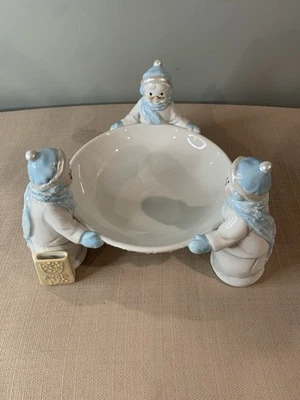 Plato de galletas de caramelo vintage Avon Snow Lady Holiday Bowl 2002 cerámica Foto 1 de 4