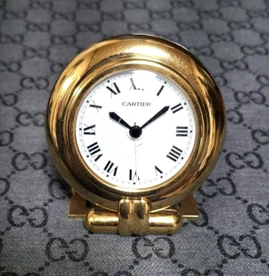 Dead Battery Cartier Colisee Reloj de Viaje Mesa Dorado 9cm×8cm Foto 1 de 4