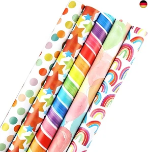 HBell Wrapping Paper Rolls,5 Rolls 44cm x 3M Gift Wrapping Paper,Birthday - Bild 1 von 6
