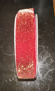 Plush Burgundy Velvet Ribbon Roll with gold flecks (10yrds) - Picture 1 of 2