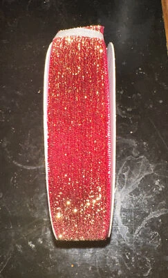 Plush Burgundy Velvet Ribbon Roll with gold flecks (10yrds) - Image 1 of 2