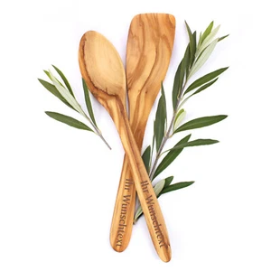 Kochlöffel & Pfannenwender personalisiert Olivenholz Kochbesteck Koch Set Küche - Bild 1 von 7