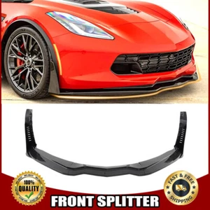 Front Lip Splitter+Side Winglets For Corvette C7 Z06 Stage 3 Carbon Look 2014~19 - Foto 1 di 13