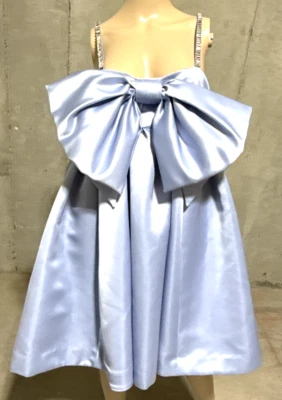 New Nina Ricci Runway Crystal Strap Bow Front Blue Cocktail Dress US 6 8 / FR 40 - Image 1 of 4