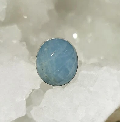 Ring mit einem facettierten Aquamarin - 925er Silber - Gr. 18,1 - - Bild 1 von 4