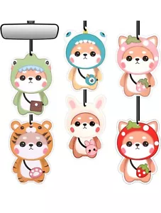Car Air Fresheners, 6Pcs Shiba Inu Cute Red, Pink, Yellow, White, Green, Blue - Picture 1 of 7