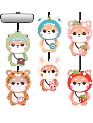 Ambientadores de aire para coche, 6 piezas Shiba Inu lindo rojo, rosa, amarillo, blanco, verde, azul Foto 1 de 4