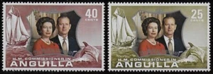 ANGUILLA 1972 NOZZE D'ARGENTO SERIE COMPLETA 2 FRANCOBOLLI NUOVI MNH ** - Foto 1 di 1